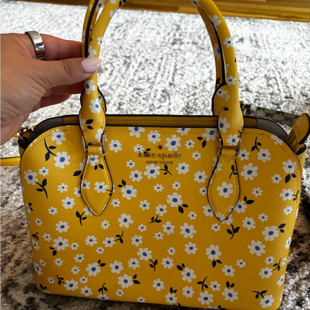 Kate Spade Yellow Satchel with Floral Design